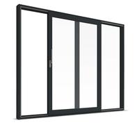Smart-Slide, porte finestre scorrevoli, pvc, grigio antracite simile a RAL 7016, 2 ante, scorrimento a sinistra, 1600 x 1500 mm o su misura