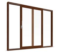 Smart-Slide, porte finestre scorrevoli, pvc, noce, 2 ante, scorrimento a sinistra, 1600 x 1500 mm o su misura