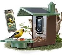 Smart Solar Bird Feeder Camera 2K HD Night Vision AI Identificazione Squirrel Prova IP65 resistente alle intemperie Outdoor Live Video WiFi Avvisi Lungo Regalo di durata della batteria per gli amanti