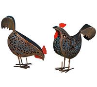 Smart Solar - Set di 2 Lampade Solari in Metallo Ornamentali A Forma di Galline Che Beccano
