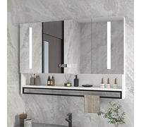 Smart specchio da bagno a LED con tecnologia anti-appannamento touch control display orario design moderno a parete elegante finitura bianca perfetto per vanità e decorazione della casa