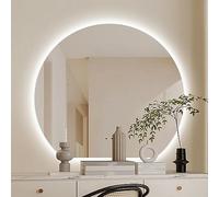 Smart Specchio da bagno a LED, rotondo, senza cornice, con illuminazione HD, disponibile in 50/60/70/80 cm, design sinistro/destro/taglio, ideale per arredamento moderno