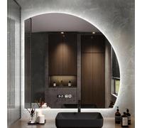Smart specchio da bagno con luce led,specchio da bagno a led dalla forma speciale antiappannamento,retroilluminazione specchio bagno Tre colori di luce,specchio decorativo da parete,Tempo Temperatura(
