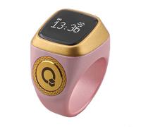 Smart Tasbih per anello ZIKR, contatore digitale con display OLED e vibrazione promemoria per i tempi di preghiera dei musulmani, batteria da 40 mAh, nero (20 mm rosa)