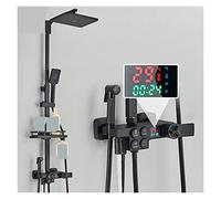 Smart tatic Colonna doccia con display digitale, miscelatore a 4 vie, pulsante di controllo, rubinetto doccia nero per bagno, rubinetto bidet (BG 4way TH)