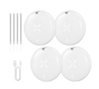 Smart Tracker Tag 4 Pezzi - Ricarica USB-C Localizzatori GPS Compatibile con Apple Dov'è (Solo iOS), per Portafogli, Chiavi, Zaini, Bagagli, Segnale Acustico, Posizionamento Globale, Bianco