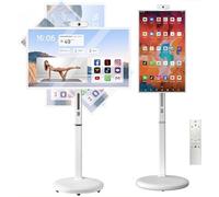 Smart TV portatile con touchscreen da 32 pollici,TV mobile con display touchscreen,TV mobile su ruote con batteria da 10500mAh,8GB di RAM+128GB di spazio di archiviazione con controllo(8+128G,27in)
