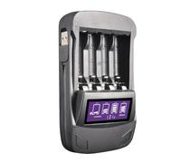 Smart USB Battery Charger 4 Slots with LCD Display Black
