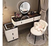 Smart Vanity Desk con altoparlante Bluetooth e ricarica wireless moderno toeletta con specchio dimmerabile touch screen a 3 colori 5 cassetti per camera da letto nization