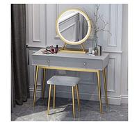 Smart Vanity Set con touch screen dimmerabile specchio 3 modalità di colore - Elegante tavolo da trucco moderno verde scuro e grigio (80 x 40 x 75 cm) per gli appassionati di casa e bellezza