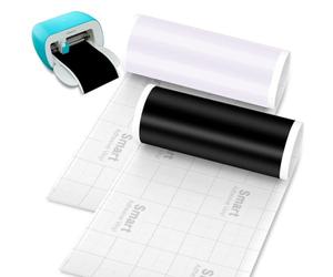 Smart Vinyl per Cricut Joy, 2 rotoli di Smart Adhesive Vinyl Permanent Bianco e Nero 14 x 200 cm Smart Vinyl Permanent Pellicola Vinilica Autoadesiva Plotter per Tazze fai-da-te, pareti, adesivi