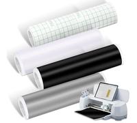 Smart Vinyl Permanent 33 cm x 100 cm, 4 rotoli di vinile adesivo permanente per Cricut Explore 3/Maker 3, rotolo di vinile autoadesivo, adatto per decorare tazze (nero, bianco, argento, pellicola di