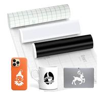 Smart Vinyl Permanent for Cricut Explore 3/Maker 3, 3 rotoli di pellicola di trasferimento in vinile permanente, 33 x 200 cm, set per motivi decorativi (nero + bianco + pellicola di trasferimento)