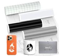 Smart Vinyl Permanent for Cricut Explore 3/Maker 3, 4 rotoli di pellicola di trasferimento in vinile, 33 x 100 cm, set per tazze fai da te, decorazione fai da te (nero+bianco+argento + pellicola di