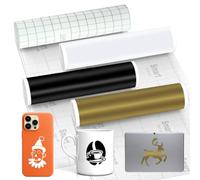 Smart Vinyl Permanent for Cricut Explore 3/Maker 3, 4 rotoli di pellicola di trasferimento in vinile, 33 x 100 cm, set per tazze fai da te, decorazione fai da te (nero+bianco + oro + pellicola di