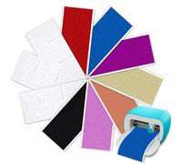 Smart Vinyl Permanent for Cricut Joy 7 pezzi Smart Glitter Vinile olografico Vinile con 3 pellicole di trasferimento autoadesive Plotter Set per tazze fai da te, auto, striscioni, decorazioni 14 x