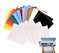 Smart Vinyl Permanent for Cricut Maker 4 & Explore 4, 24 pezzi, 30,5 x 30,5 cm, pellicola per plotter in vinile, autoadesiva, 16 colori, con pellicola di trasferimento plotter per tazze fai da te