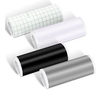 Smart Vinyl Permanente, 4 rotoli Smart Adhesive Vinyl Permanente per Cricut Joy, 14cm x 200cm Rotolo di Vinile Autoadesivo, Adatto per Decorare Tazze, Bottiglie d'Acqua (Nero+Bianco+Argento+Pellicola