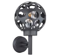 Smart wall light globe globo luminoso da esterno 20 cm app control rotondo, design a fori alluminio antracite, LED RGB 8,5W 806Lm, H 32,7 cm