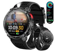 Smart Watch da uomo per telefoni Android e iPhone, orologio sportivo militare per uomo, orologio fitness tracker con torcia, bussola, impermeabile, batteria 100 giorni, frequenza cardiaca, sonno