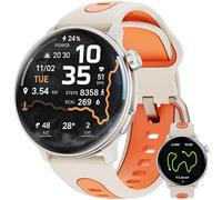 Smart Watch GPS, Orologio Smart con Schermo AMOLED da 1.43" per Uomo/Donna, Tracker Fitness, Compass Smartwatch Militare, Compatibile con Android & iOS (Rispondi/Chiamate Bluetooth) (Arancione)