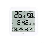 Smart WiFi Sensore di umidità Temperatura Orologio digitale per interni ed esterni Display LCD Monitoraggio in tempo reale APP Controllo Impostazione allarme Bianco 64X64x28mm