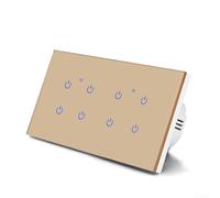 Smart WiFi Touch Light Switch 2/3/4/5/6/8 Gang, pannello in vetro temperato per Tuya per Smart Life App telecomando, controllo vocale compatibile con ALEXA, AC 100-240V neutro Live Wire, oro (8 gang)