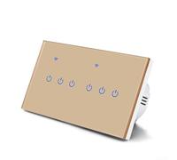 Smart WiFi Touch Light Switch 2/3/4/5/6/8 Gang, pannello in vetro temperato per Tuya per Smart Life App Telecomando, controllo vocale compatibile con ALEXA, AC 100-240V neutro Live Wire, oro (6 gang)