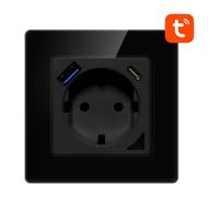 Smart WiFi Wall Outlet 16A 2xusb tuya nero Alexa Google Assistant