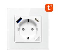 Smart Wifi Wall Outlet 16A 2xusb Tuya White Alexa Google Assistant