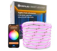 Smart ZigBee - Striscia LED RGB COB da 10 m, dimmerabile, CC 24 V RGB | Controllo vocale APP/Alexa, cambia colore, compatibile con ZigBee Hub Bridge, Tuya Gateway, Echo Plus, per feste