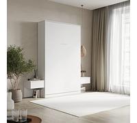 SMARTBett Set Letto a scomparsa Classic Verticale 160x200 con 2 Comodini Bianchi