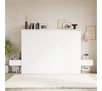 SMARTBett Set Letto a Scomparsa Classico Orizzontale 160x200 con 2 Comodini Bianchi