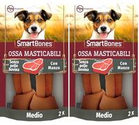 SmartBones Ossa masticabili Medio - Snack da masticare al Gusto di manzo per Cani di Media Taglia, Ossa dalla consistenza morbida - Senza Pelle bovina, 2 Pezzi (Confezione da 2)