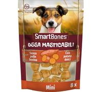 SmartBones Ossa masticabili Mini - Snack da masticare con patate dolci per Cani di Piccola Taglia, osso dalla consistenza morbida - Senza pelle bovina, 8 Pezzi (Confezione da 6)