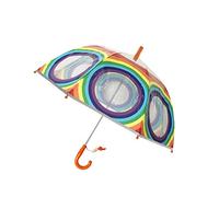 SMARTBULLE Ombrello a bolle trasparente per bambini con bordo fluorescente: Antivento; Diametro=71cm; Apertura manuale; Ombrello per bambina e bambino; Stampa : ARCOBALENO.