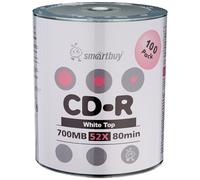 Smartbuy CD-R da 100 dischi, 700 MB/80 min, 52x, con coperchio bianco, dati vergini registrabili, supporto multimediale