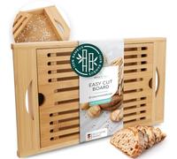 smartday Tagliere per pane con scomparto per briciole in legno di bambù, tagliere con griglia per briciole, tagliere per pane, baguette e panini, tagliere da portata