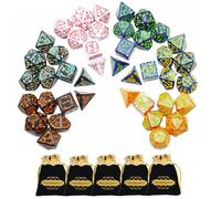 SmartDealsPro Set di dadi poliedrici a doppio colore con sacchetto per D&D DND RPG MTG Dungeon e Dragons Giochi da tavolo di ruolo a dadi D4 D6 D8 D10 D% D12 D20 (Set retrò a 6 colori)