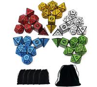 SmartDealsPro Set di dadi poliedrici a doppio colore con tasche per D&D DND RPG MTG Dungeons e Dragons Set da tavolo D4 D6 D8 D10 D% D12 D20 (5 colori retrò)