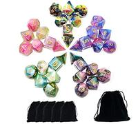 SmartDealsPro Set di dadi poliedrici con tasche per DND RPG MTG Dungeon e Dragons Table Board Roll Play Games D4 D8 D10 D12 D20 (set di 4 colori)