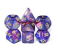 SmartDealsPro - Set di dadi poliedrici glitterati con tasche per DND RPG MTG Dungeon and Dragons Table Roll Games D4 D8 D10 D12 D20 (blu-rosso)