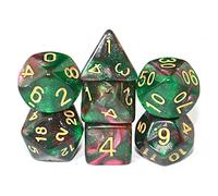 SmartDealsPro - Set di dadi poliedrici glitterati con tasche per DND RPG MTG Dungeon and Dragons Table Roll Games D4 D8 D10 D12 D20 (verde-rosso)