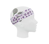 SmartEAR Fascia universale SmartEar per processori audio e impianti cocleari - Comfort completo e protezione affidabile contro sudore e sporco - Bianco con fiori viola, taglia M