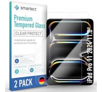 smartect Vetro Temperato [2 Pezzi, Clear] compatibile con iPad Pro 2024 11.0", Pellicola Protettiva HD Anti Graffio, Senza Bolle, Durezza 9H, 0.3mm Ultra Trasparente, Ultra Resistente
