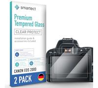 smartect Vetro Temperato 2 Pezzi per Canon EOS 200D | Schermo Protettivo HD Anti Graffio, Pellicola Protettiva Senza Bolle, 0.3 mm Ultra Trasparente, Durezza 9H, Ultra Resistente