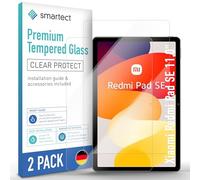 smartect Vetro Temperato 2 Pezzi per Xiaomi Redmi Pad SE 11" | Schermo Protettivo HD Anti Graffio, Pellicola Protettiva Senza Bolle, 0.3 mm Ultra Trasparente, Durezza 9H, Ultra Resistente