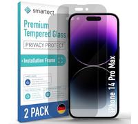 smartect Vetro Temperato 2 Pezzi Privacy per iPhone 14 Pro Max | Cornice de Installazione, Schermo Protettivo Anti Spia, Pellicola Protettiva Anti Graffio, Durezza 9H, Senza Bolle