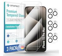 smartect Vetro Temperato 3 + 3 Pezzi per iPhone 15 Pro Max | Schermo + Fotocamera, Cornice de Installazione, Pellicola Protettiva HD Anti Graffio, Senza Bolle, 0.3 mm Ultra Trasparente