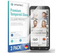smartect Vetro Temperato 3 Pezzi per Emporia Smart 4 / Smart 5 Mini | Schermo Protettivo HD Anti Graffio, Pellicola Protettiva Senza Bolle, 0.3 mm Ultra Trasparente, Durezza 9H, Ultra Resistente